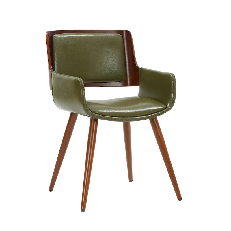 Faux Leather Mid-Century Dining Chair with Metal Legs