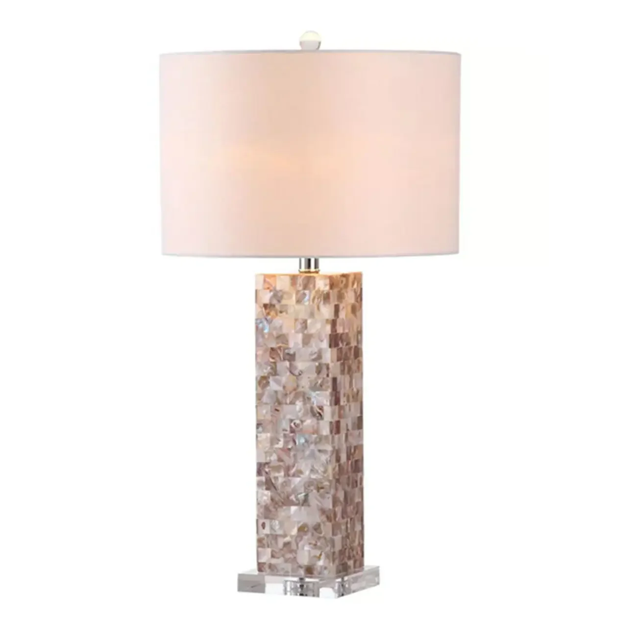 Elegant Shell Base LED Table Lamp with Linen Shade
