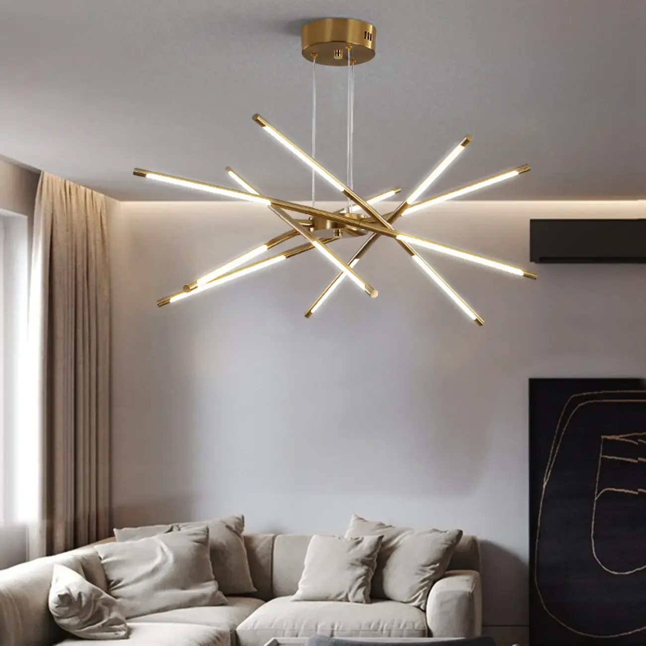Modern LED Linear Chandelier with Adjustable Height