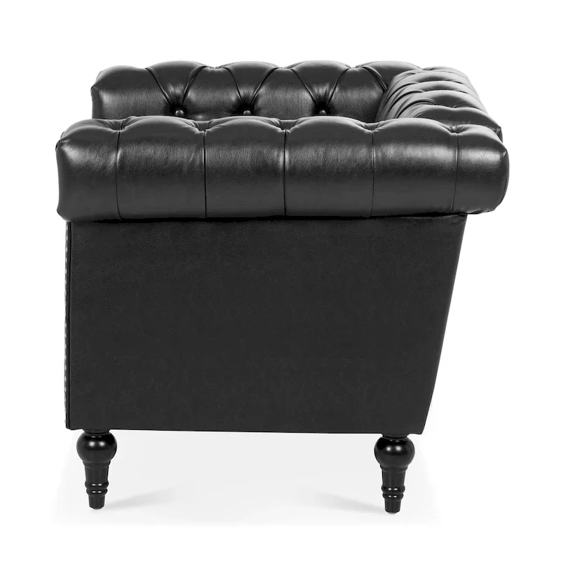 Black Modern 39 Tufted Accent Chair with Nailheads