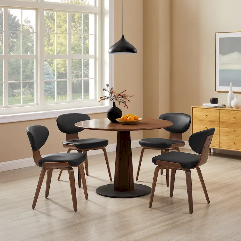 Wood and PU Leather Dining Chair