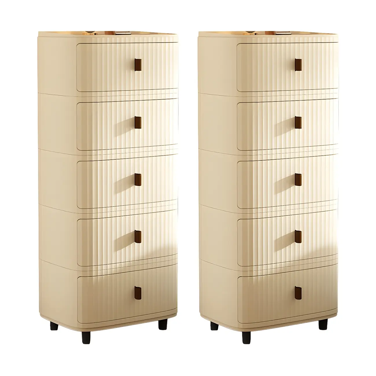 Modern Black And White Grid Top Nightstands with Drawers