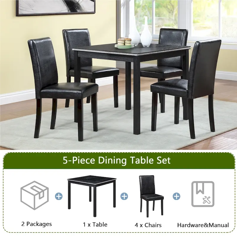 5 Piece Wooden Dining Table Set