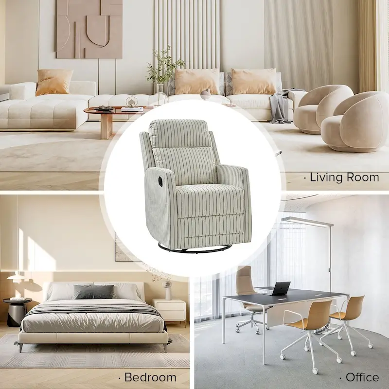 Diana Modern Polyester 360-degree Swivel Rocker Recliner by HULALA HOME