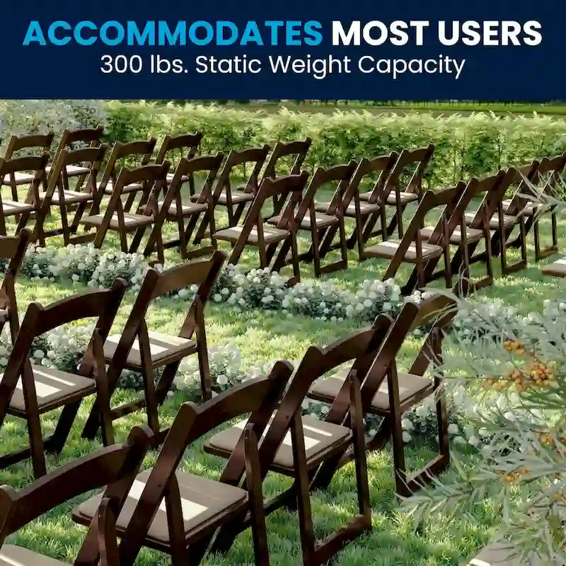 Wood Folding Chair with Vinyl Padded Seat (Set of 2)