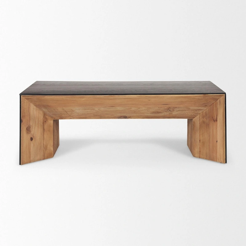 Tabor Natural Wood w/ Black Oak Waterfall Coffee Table - 53.0L x 30.0W x 18.0H
