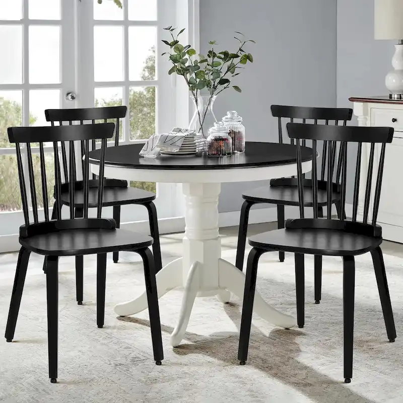 Solid Wood Spindle Back Windsor Dining Chairs, Set of 2 - 17.44 (W) x 19.7 (D) x 33.1 (H)