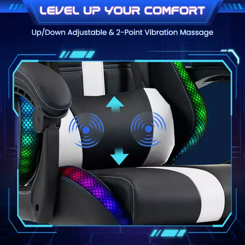 EROMMY Gaming Chair With Massager & Footrest