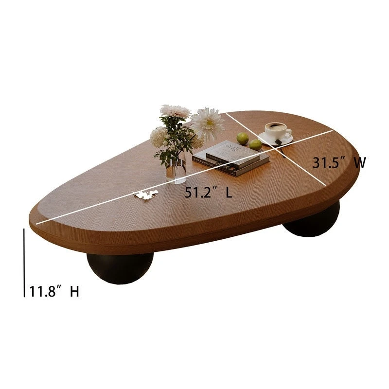 51 Modern Wood Coffee Table with 3 ball legs
