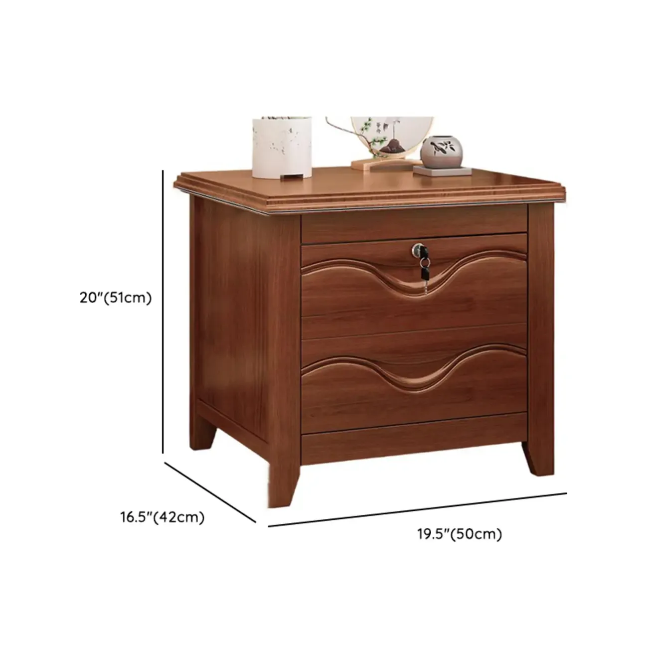 Modern Natural Wood Nightstand with 2 Drawers