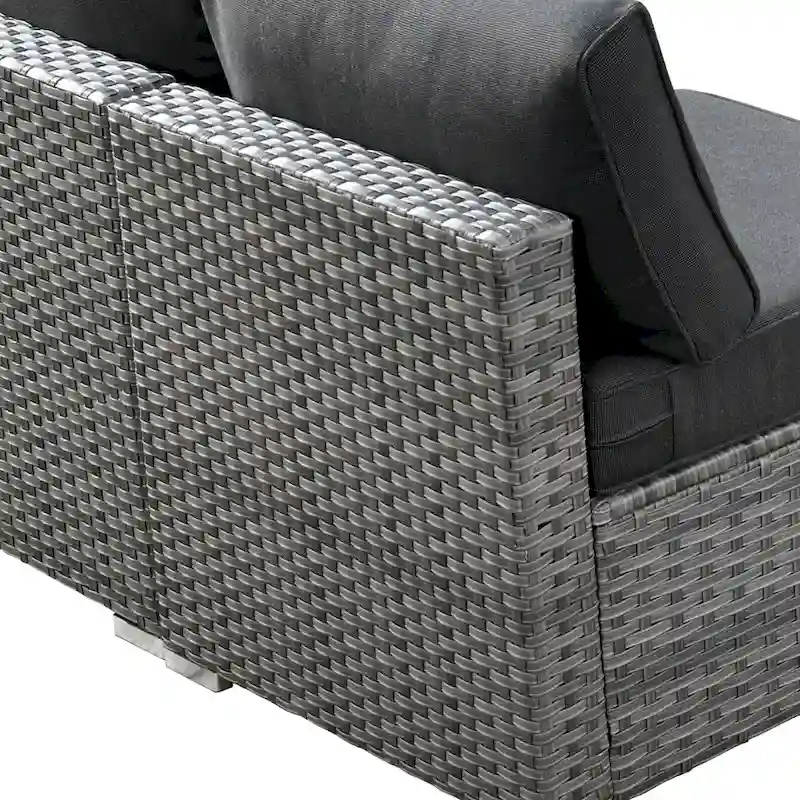 HOOOWOOO 10-piece Grey Rattan Patio Furniture Set with Fire Pit