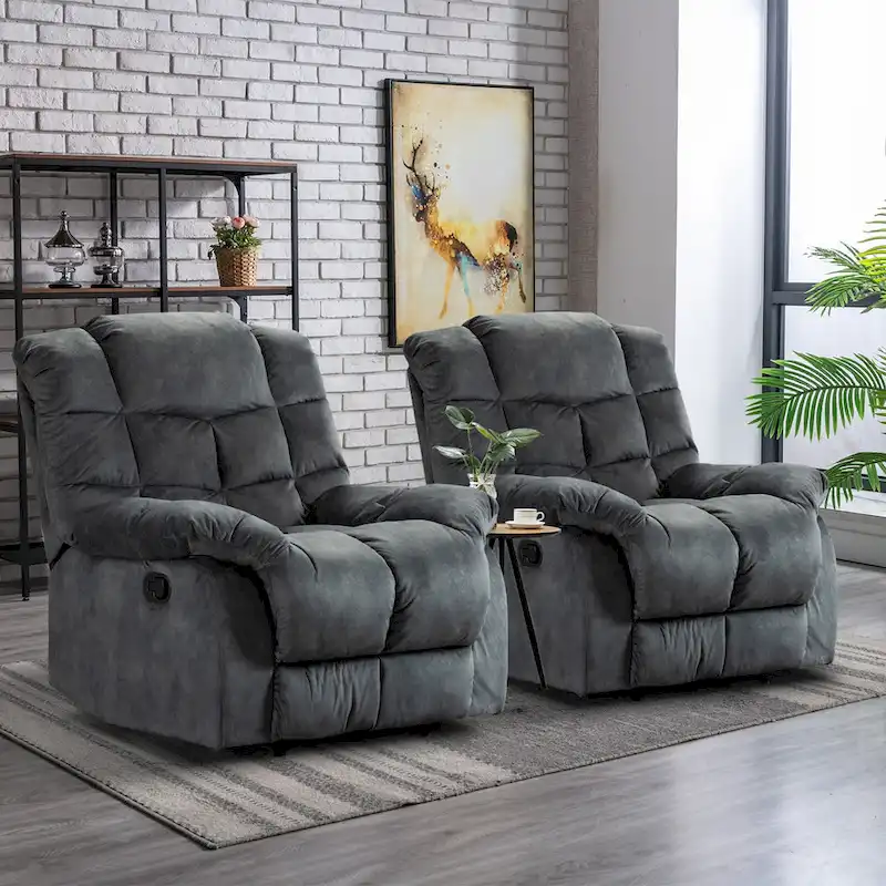 Manual Reclining Fabric Recliner and Single Sofa