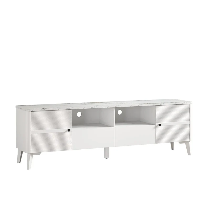 Stylish 70-Inch TV Stand with Marble-Printed Top - 70 in Width