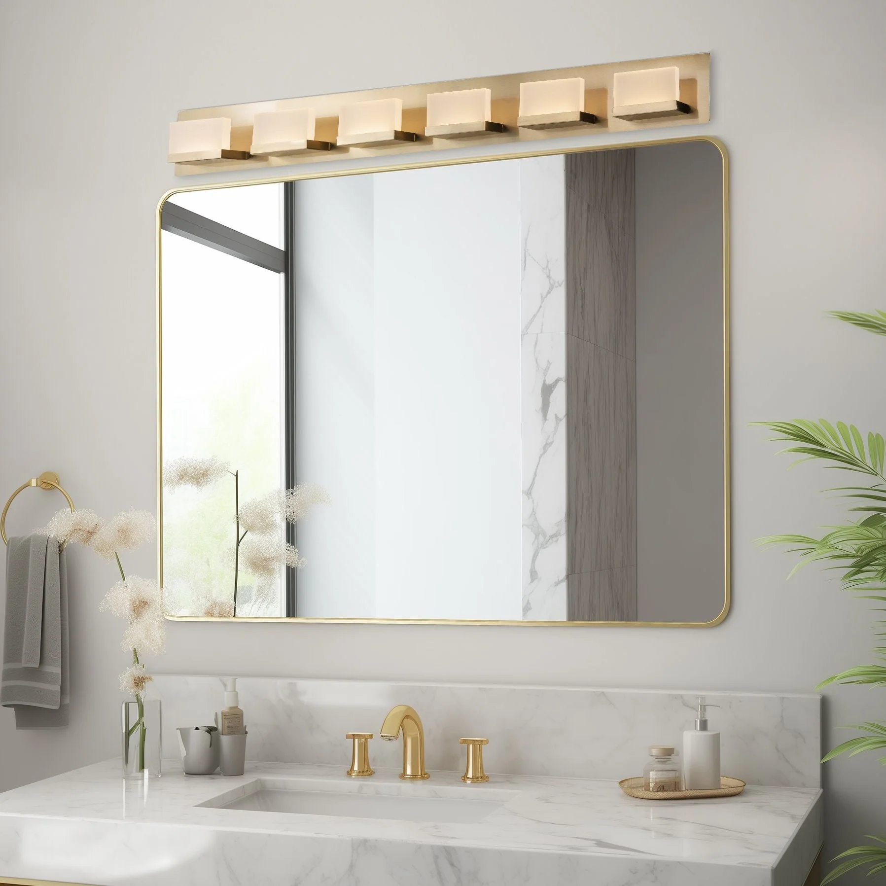 Everett 48 Modern 6-Light 60W Integrated LED (360W eq.) Bathroom / Vanity Light