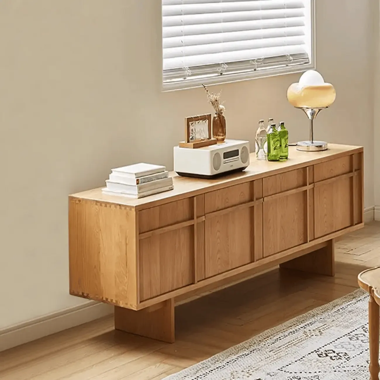 Scandinavian Brown Wood Cabinet TV Stand with Adjustable Shelf