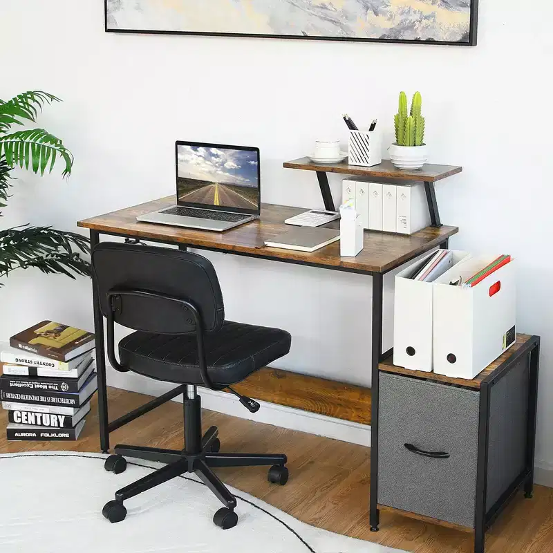 Costway Computer Desk Writing Workstation Home Office w/ Movable Storage Rack & Shelf