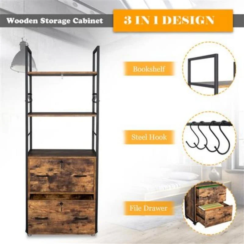 File Cabinet with 2 Drawer and 2 Shelves