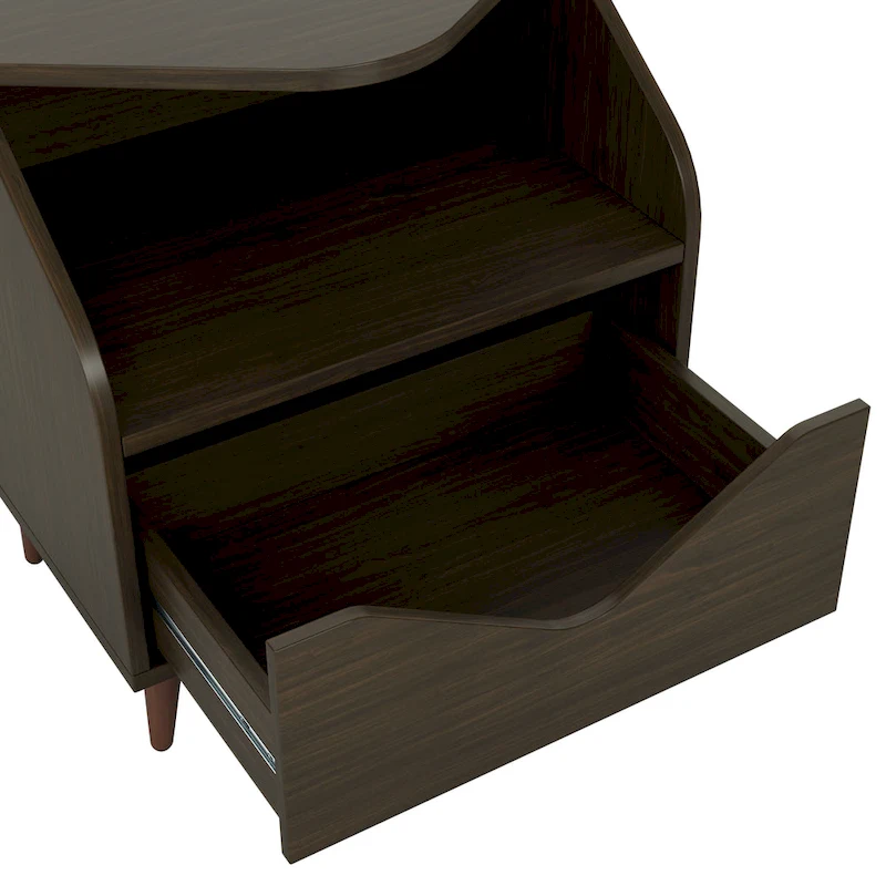 DH BASIC Mid-century Modern 20-inch 1-Shelf and 1-Drawer End Table by Denhour