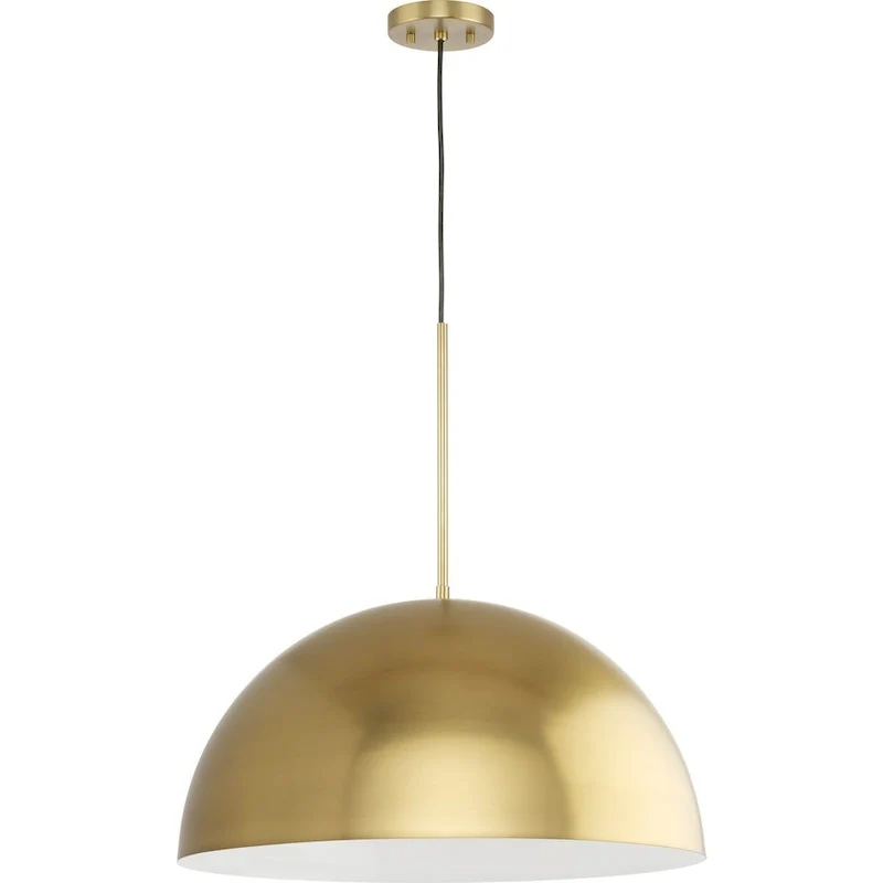 Perimeter Collection One-Light Brushed Gold Mid-Century Modern Pendant with metal Shade - 23.62 in x 23.62 in x 12.5 in