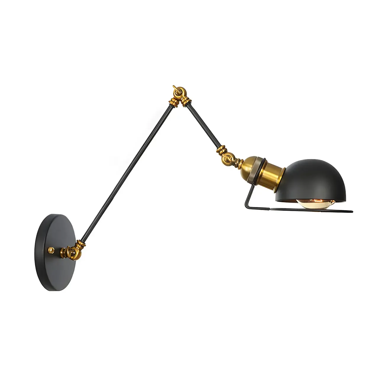Industrial Black Adjustable Swing Arm Wall Sconce