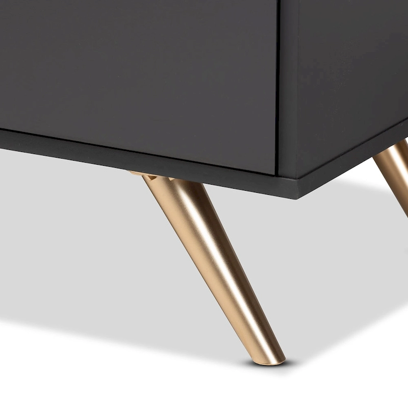 Kelson Modern Dark Grey and Gold Finished Wood 5-Drawer Chest