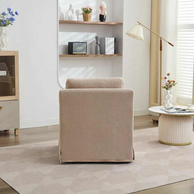 Chenille Upholstered Swivel Accent Chair wSkirted and Metal Base