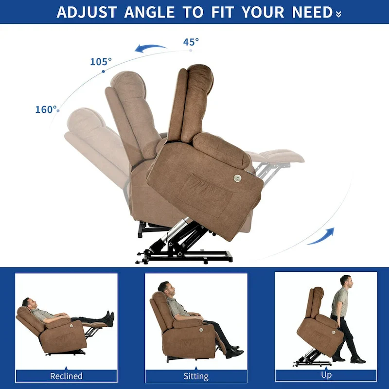 Moasis Flannel Massage and Heating Recliner Sofa Chair
