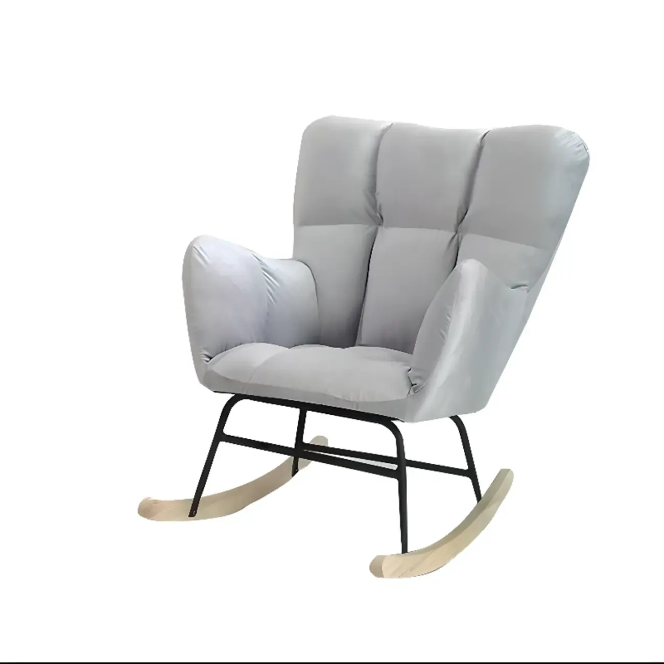 Tech Cloth Upholstered Wood Rocking Chair with Recessed Arm