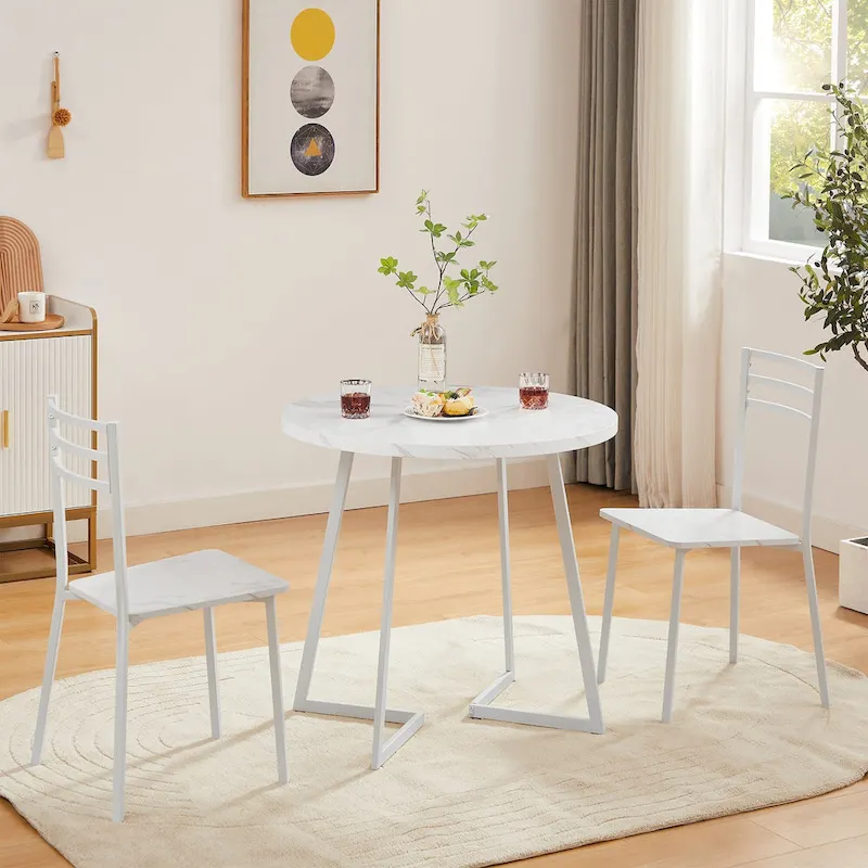 Javlergo 31.5 Round Dining Table Modern Leisure Table with Metal Leg