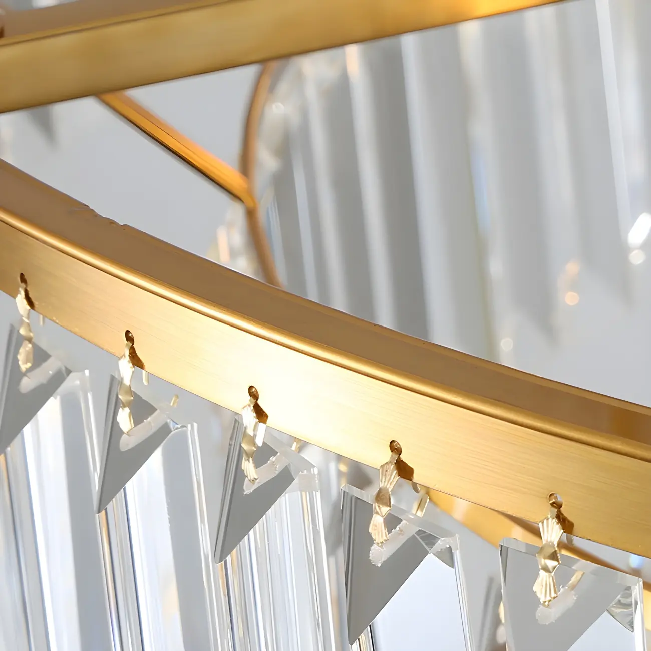 Gold Crystal Cylinder Tier Circle Chandelier