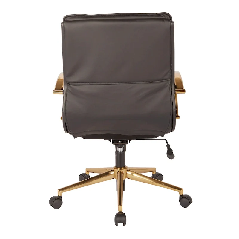 OSP Home Furnishings Gold Base Mid-back Faux Leather Office Chair