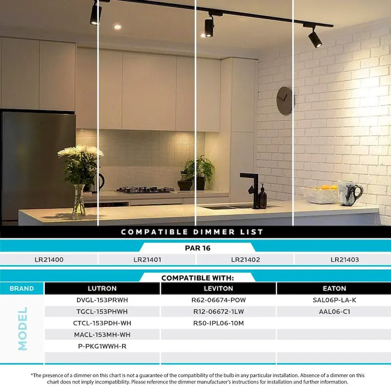 Luxrite PAR16 LED Bulb, 50W Equivalent, 450 Lumens, Dimmable, Enclosed Fixture Rated, ETL, Damp Rated, E26 Base (6 Pack)