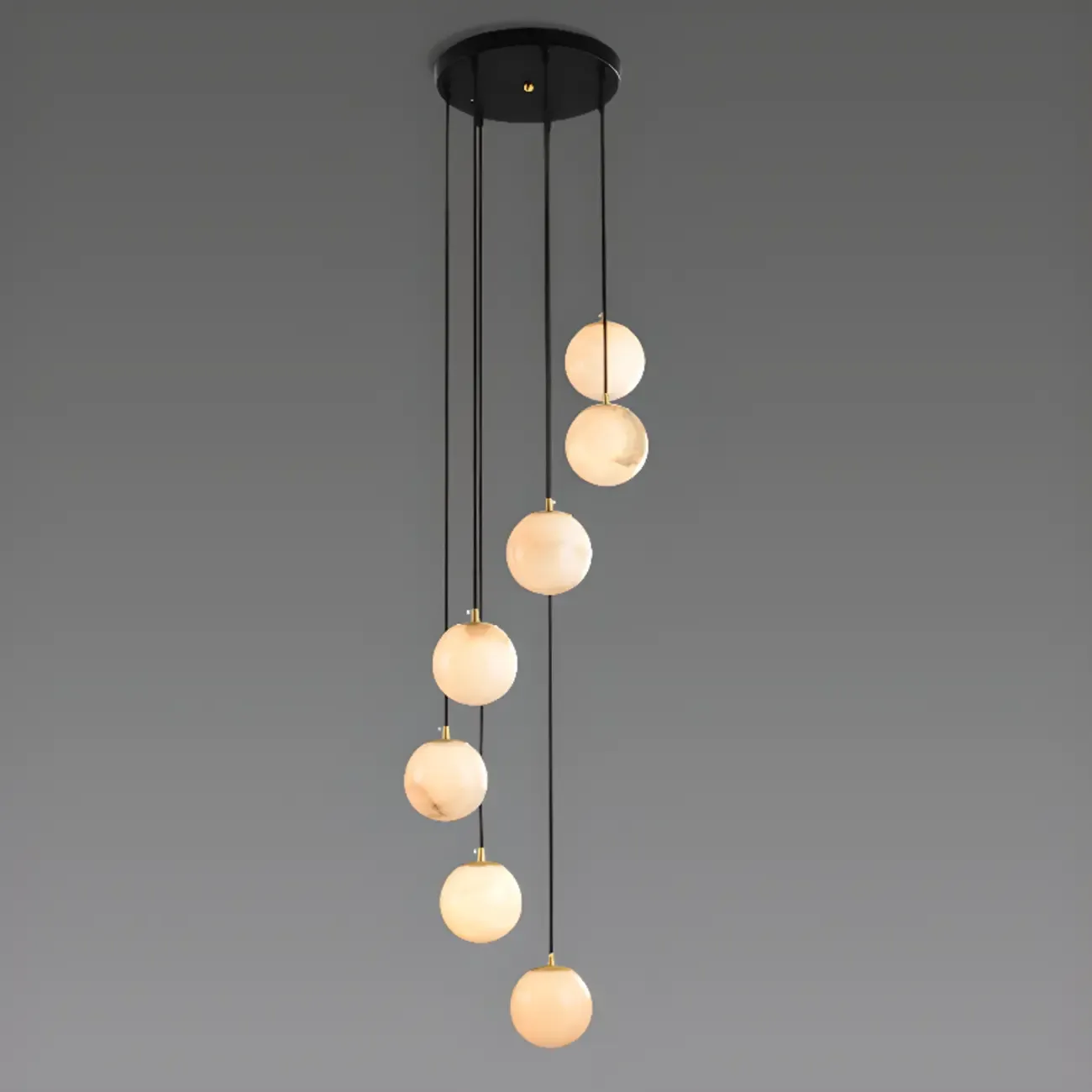 Adjustable Modern Stone Globe Rope Pendant Light