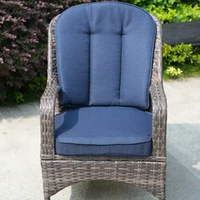 2-Piece Patio Brown Wicker Arm Chair with Cushion