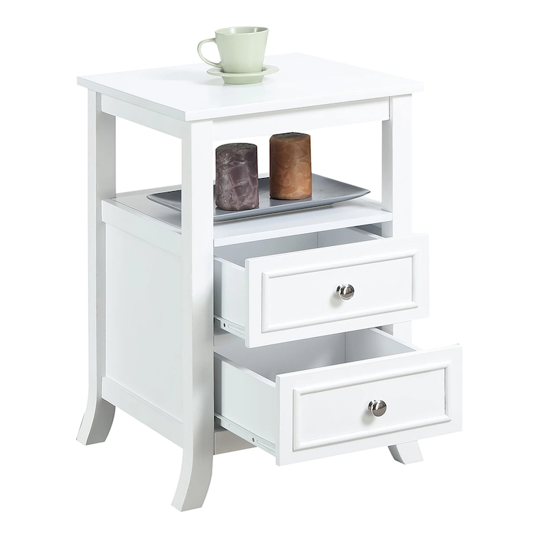 Convenience Concepts Melbourne 2 Drawer End Table with Shelf
