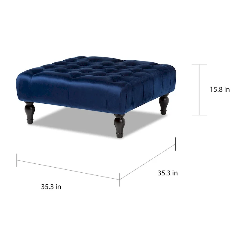 Transitional Velvet Fabric Cocktail Ottoman