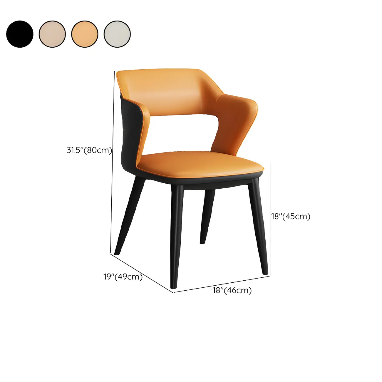 Modern Armchair Open Back Faux Leather Dining Chair
