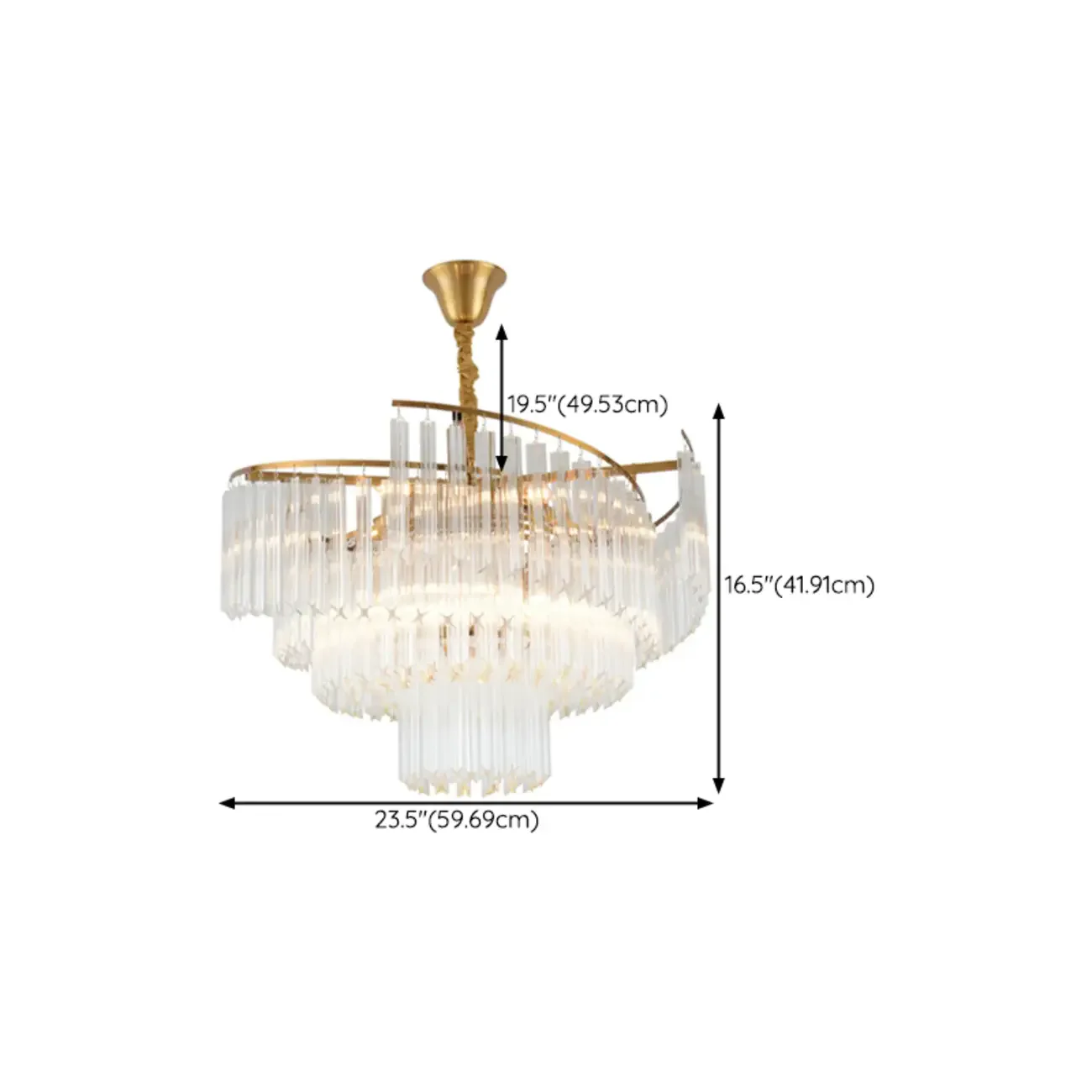 Modern Tier Round Gold Crystal Chandelier Height Adjustable