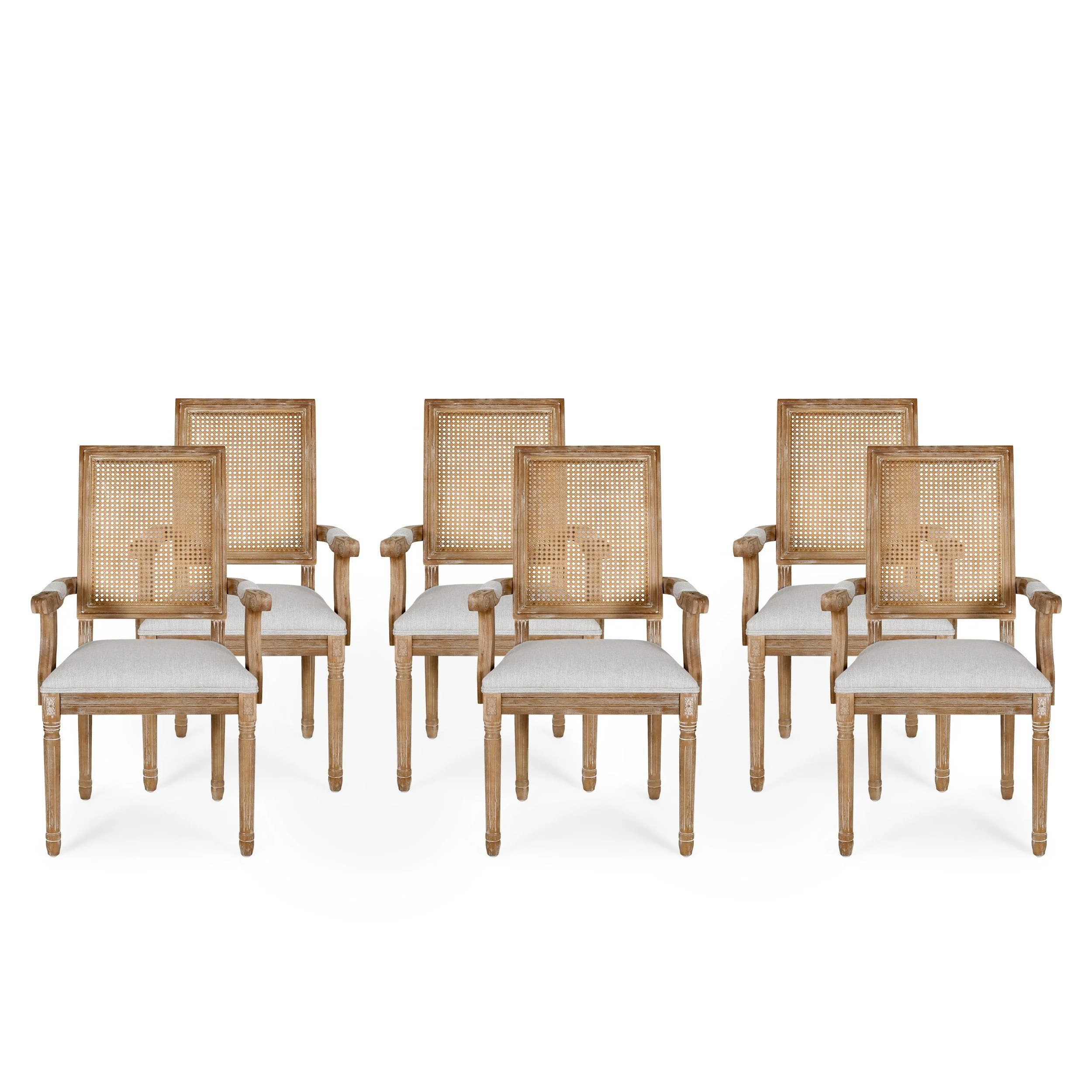 French Country Wood and Cane Upholstered Dining Chair - NH721513