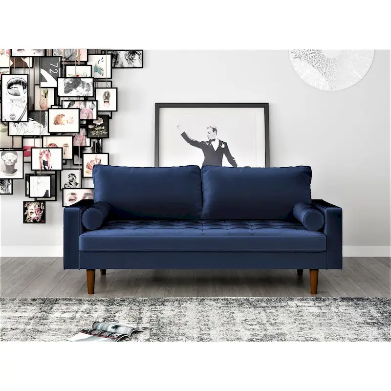 Luis Mid-century Modern Tufted Velvet Sofa