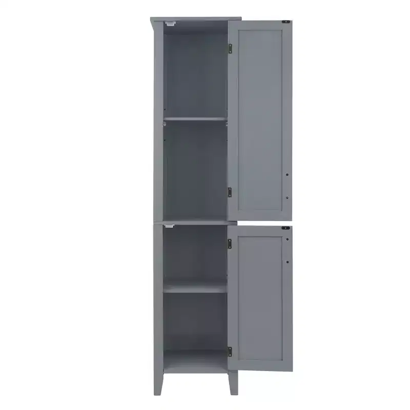 Mercer Mid Century Modern Wooden Linen Tower Cabinet Gray - Elegant Home Fashions