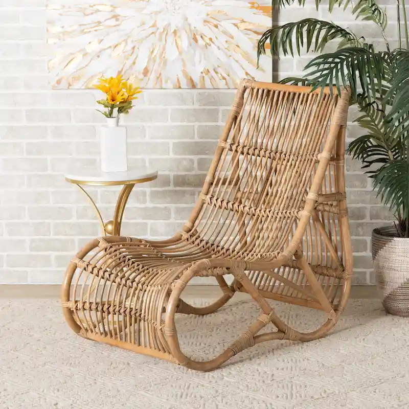 Modern Bohemian Natural Rattan Lounge Chair