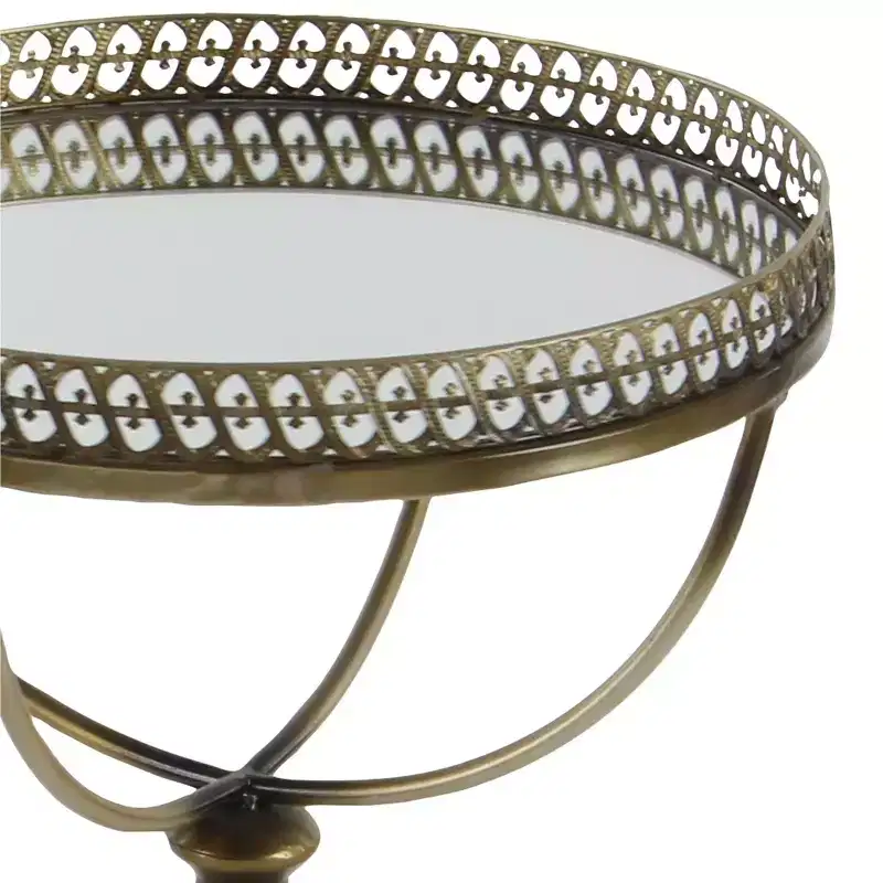 Metal and Glass Round Pedestal Table Gold - Olivia & May