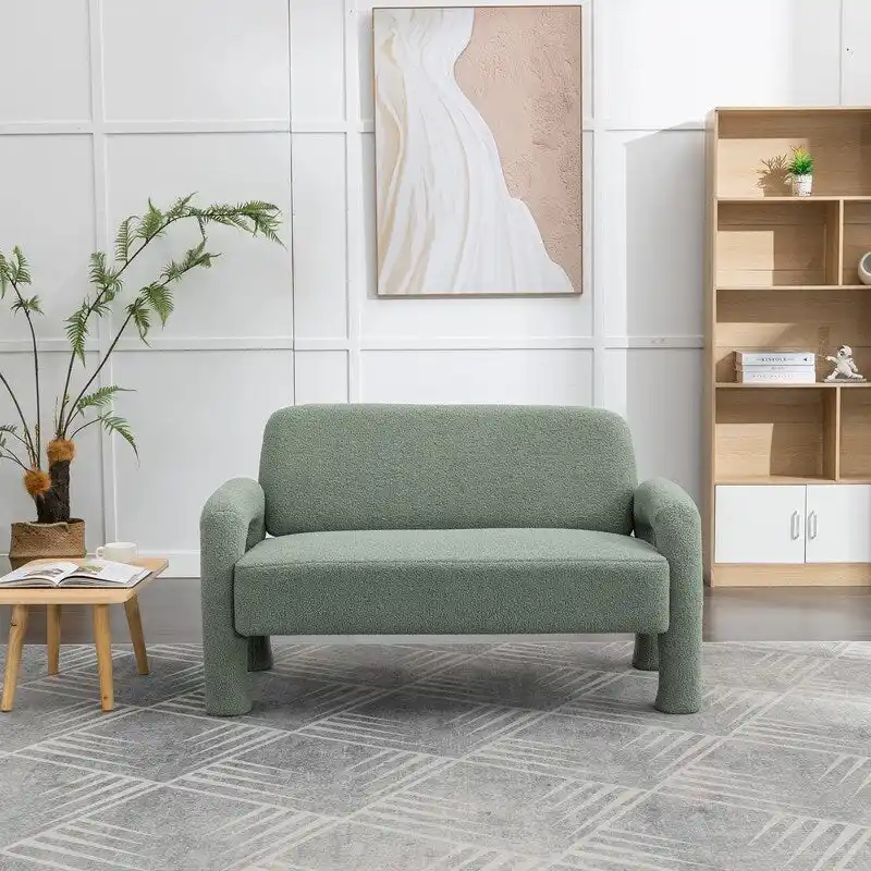 SEYNAR Mid-Century Modern Boucle 51 Solid Wood Curved Sofa