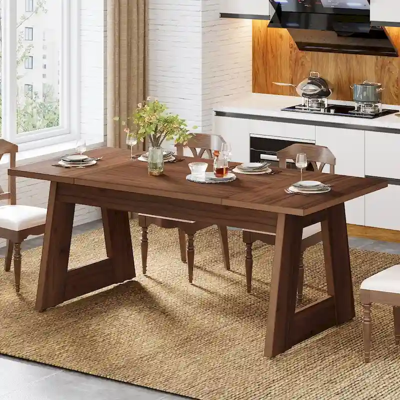 63-Inch Rectangular Dining Table Kitchen Table for Dining Room - Brown