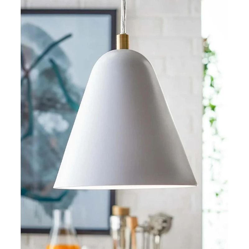 MoDRN 7 W 1-Light Scandinavian Mini-Pendant Light Fixture, White Metal Finish