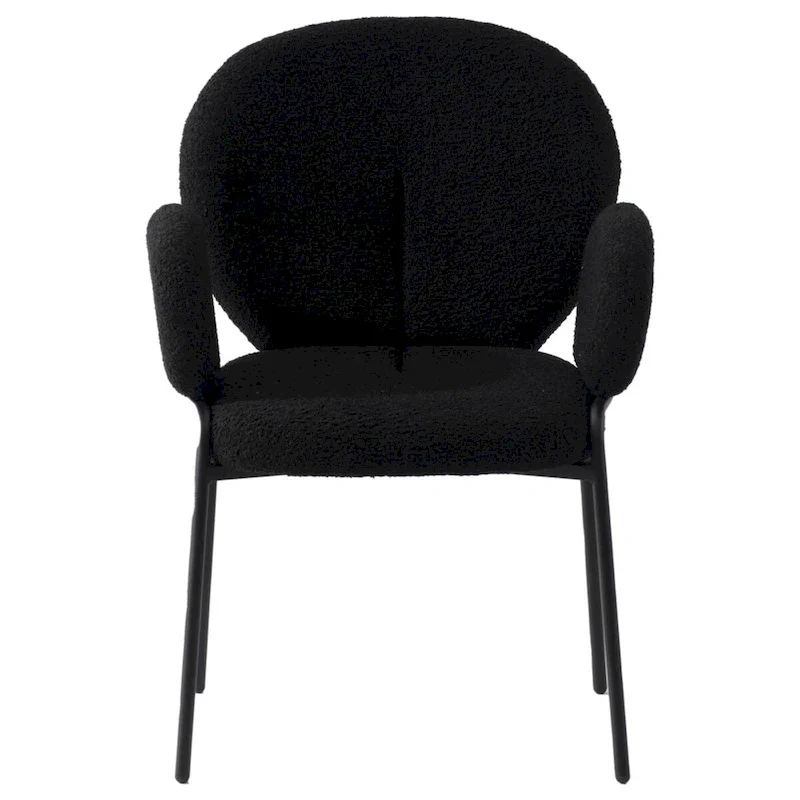 Celestial Boucle Upholstered Iron Dining Chairs Set of 2 by LeisureMod