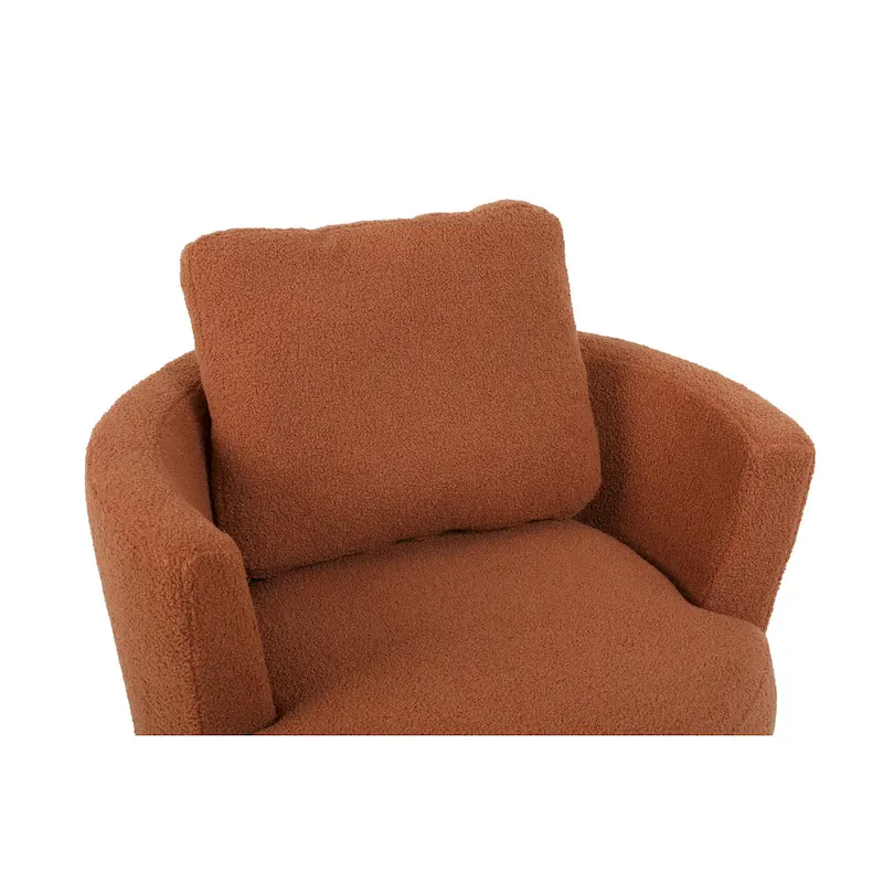 Brown Modern 29.6 Upholstered Swivel Barrel Chair with Gold Stainless Steel Base