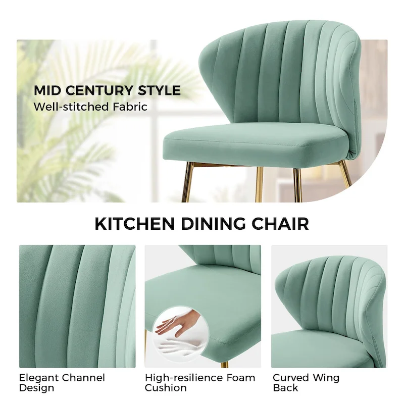 Modern Glam Upholstered Tufted Back Side Accent Dining Chair with Small Base