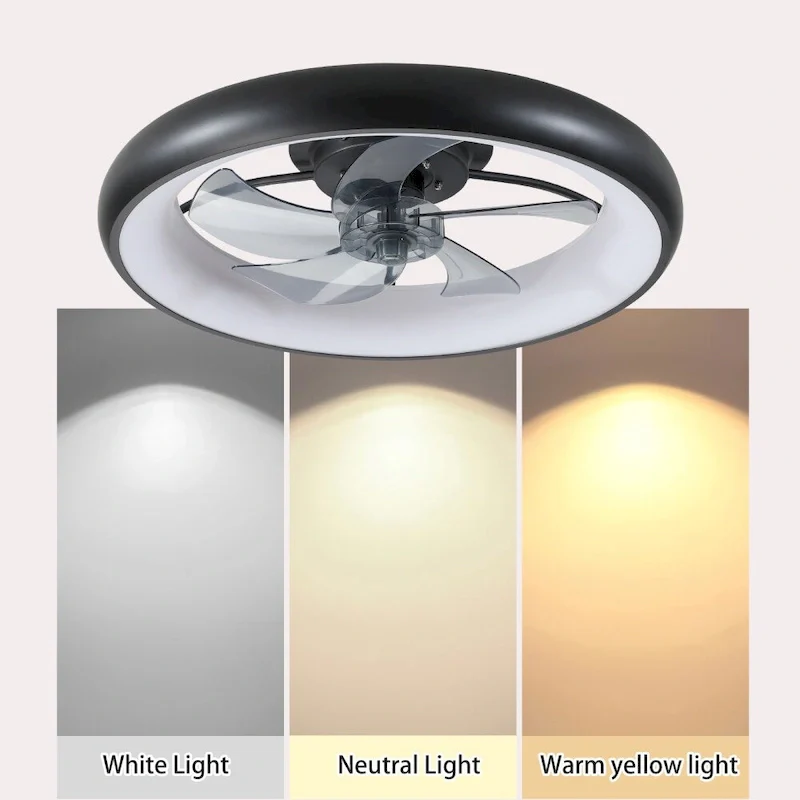 21.7in Iron Round Ceiling Fan with Lights Dimmable LED